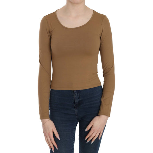 Elegant Brown Fitted Blouse for Sophisticated Evenings