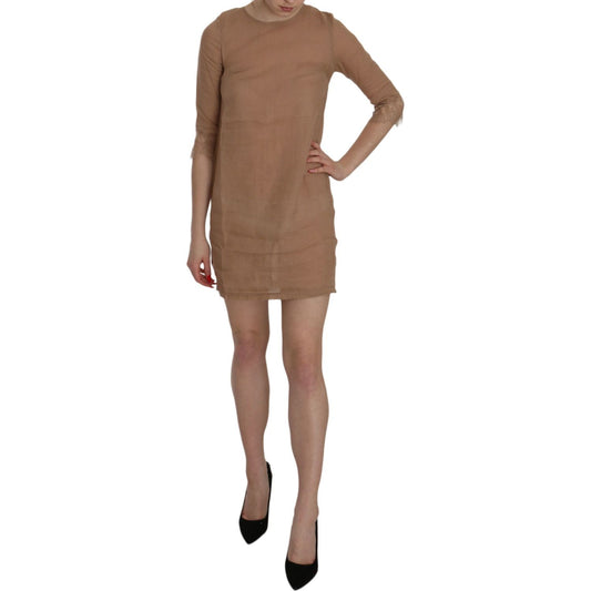 Elegant Brown Shift Mini Dress