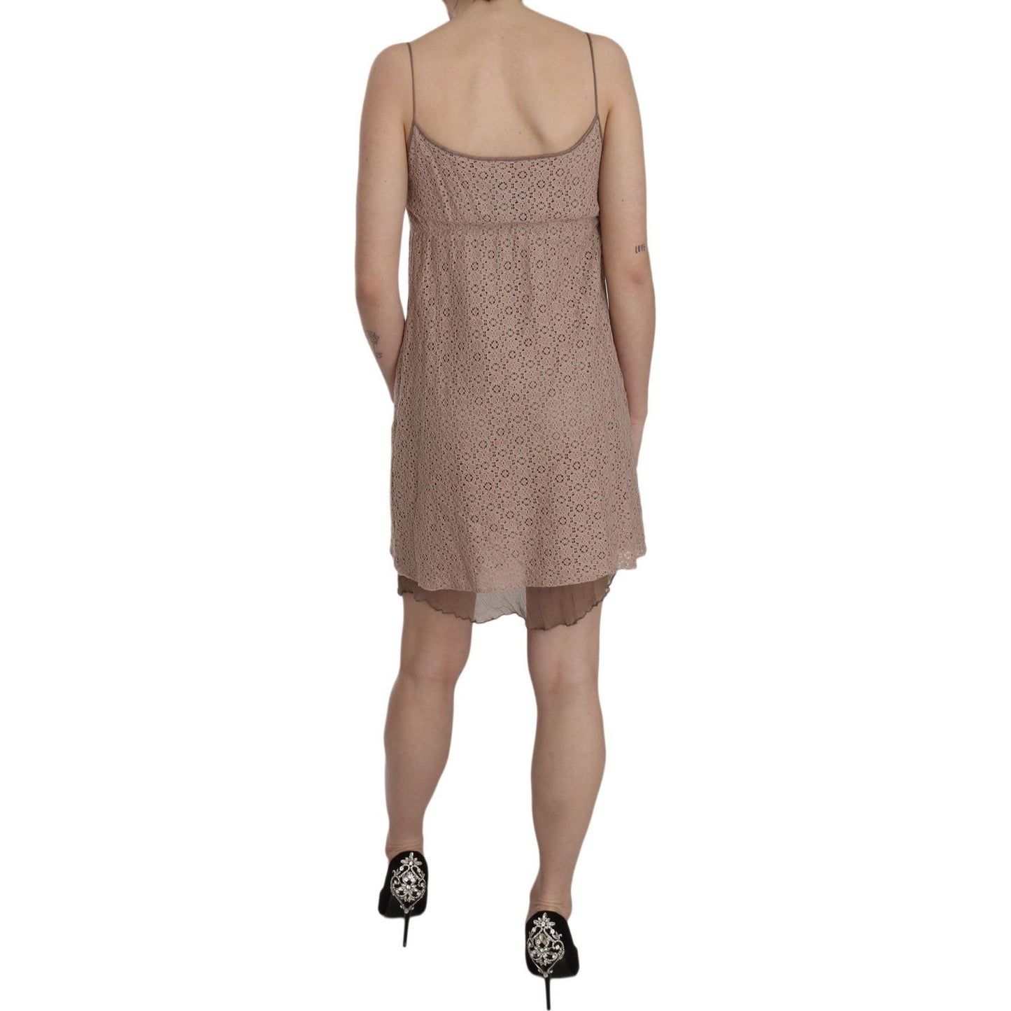 Beige A-Line Spaghetti Strap Mini Dress