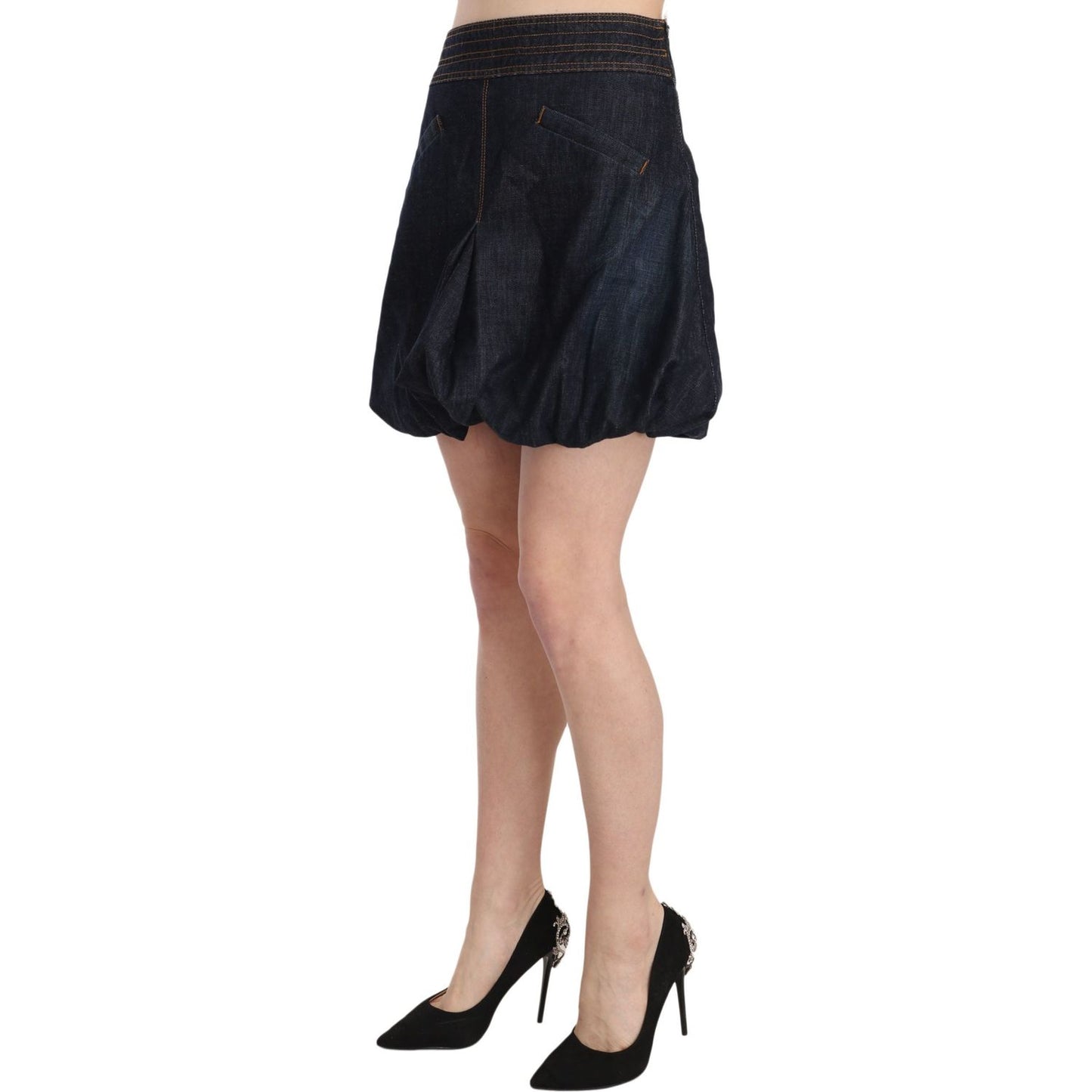 Chic Dark Blue A-Line Mini Skirt