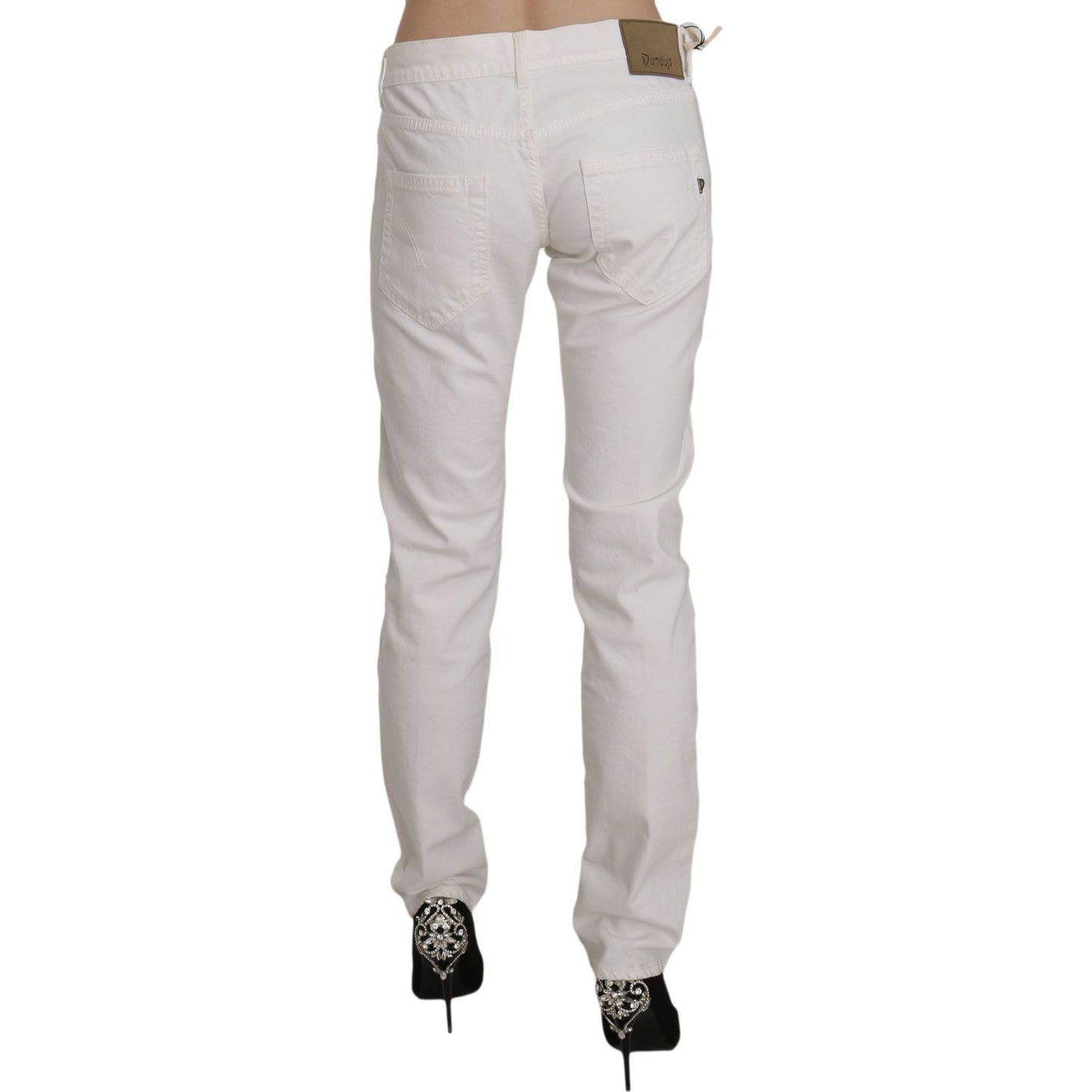 Chic White Skinny Cotton Blend Pants