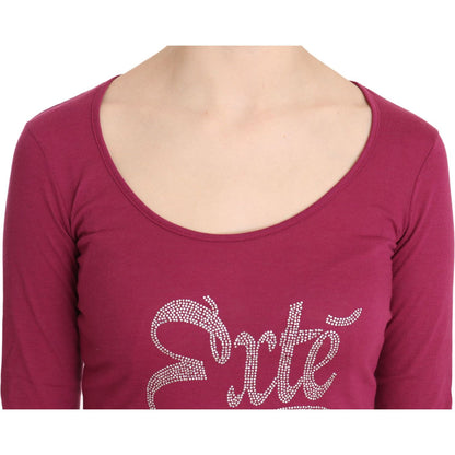 Pink Exte Crystal Embellished Long Sleeve Top