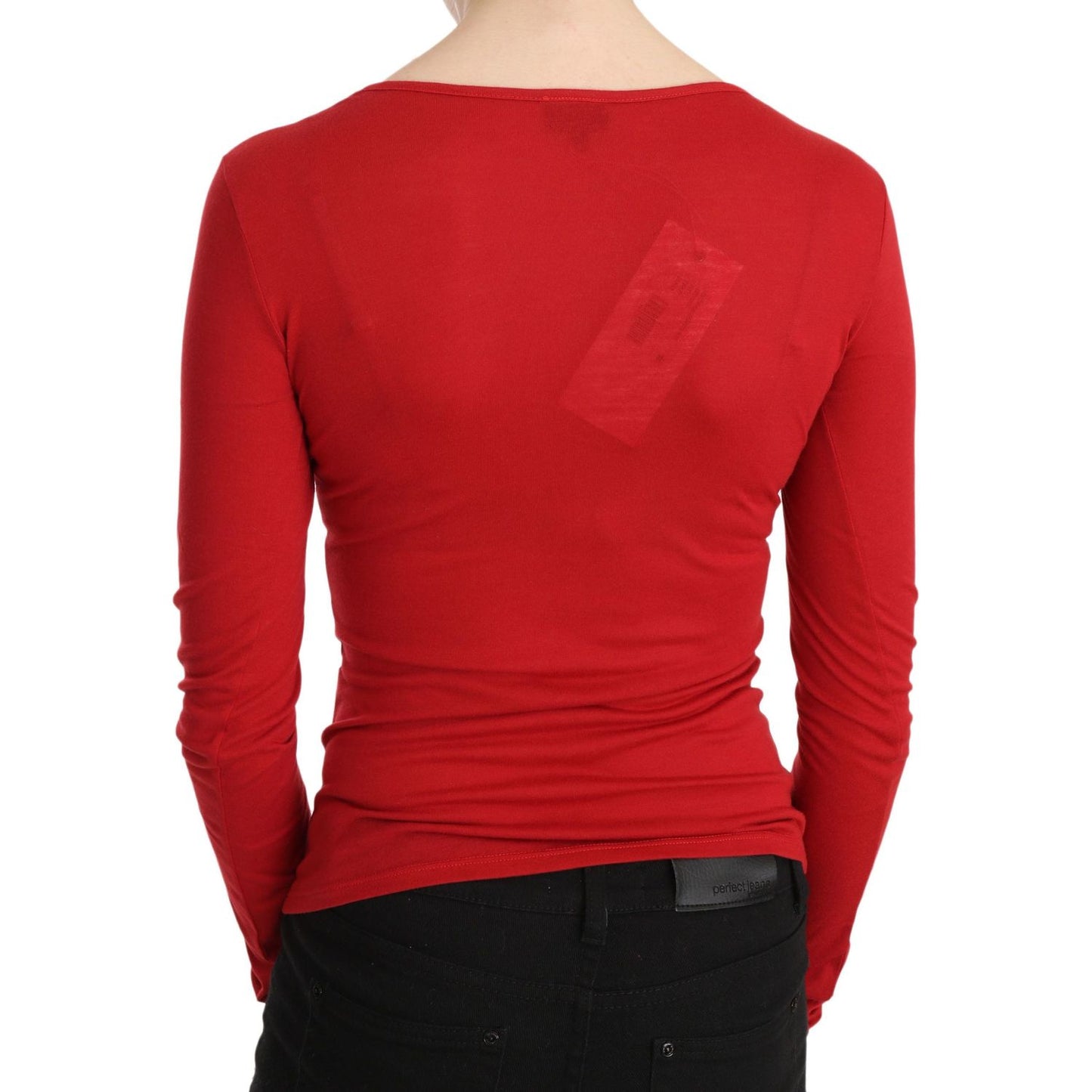 Red Crystal Embellished Long Sleeve Top