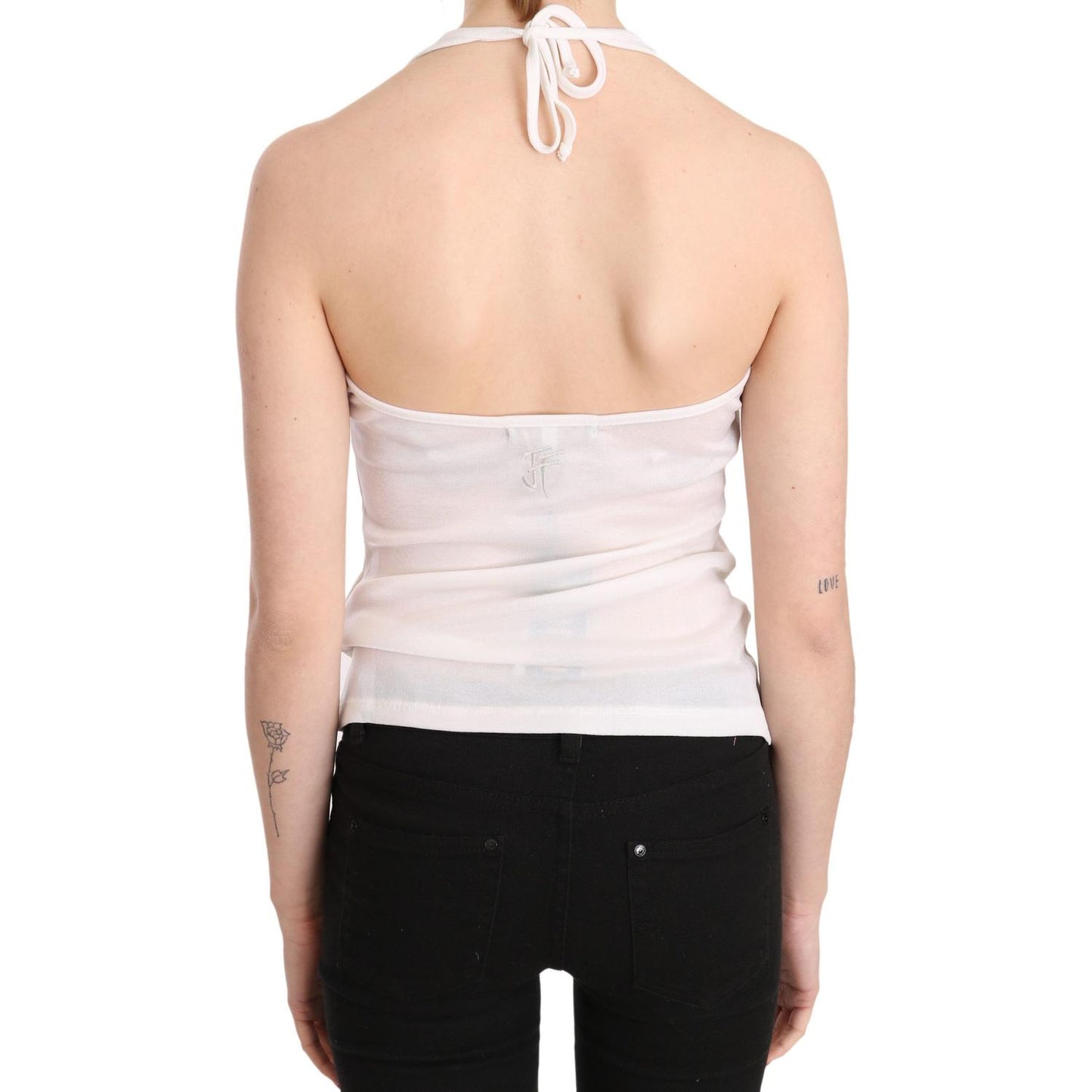 Elegant White Halter Casual Tank Top