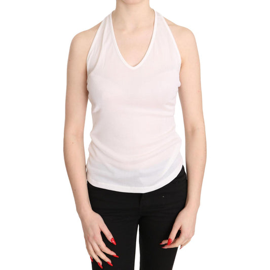 Elegant White Halter Casual Tank Top