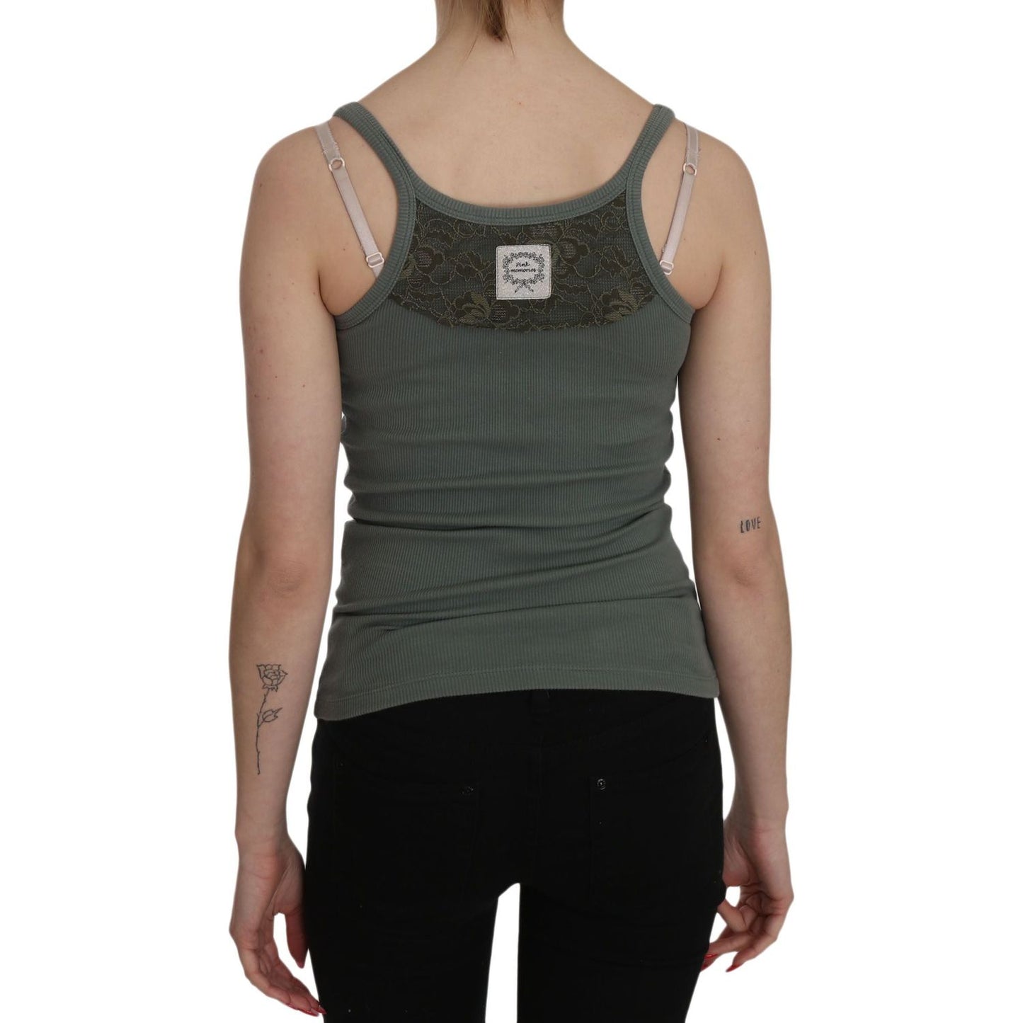 PINK MEMORIES Green Spaghetti Strap Slim Fit Casual Tank Top Blouse PINK MEMORIES