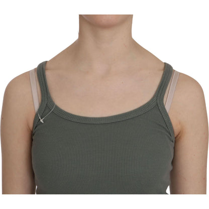 PINK MEMORIES Green Spaghetti Strap Slim Fit Casual Tank Top Blouse PINK MEMORIES
