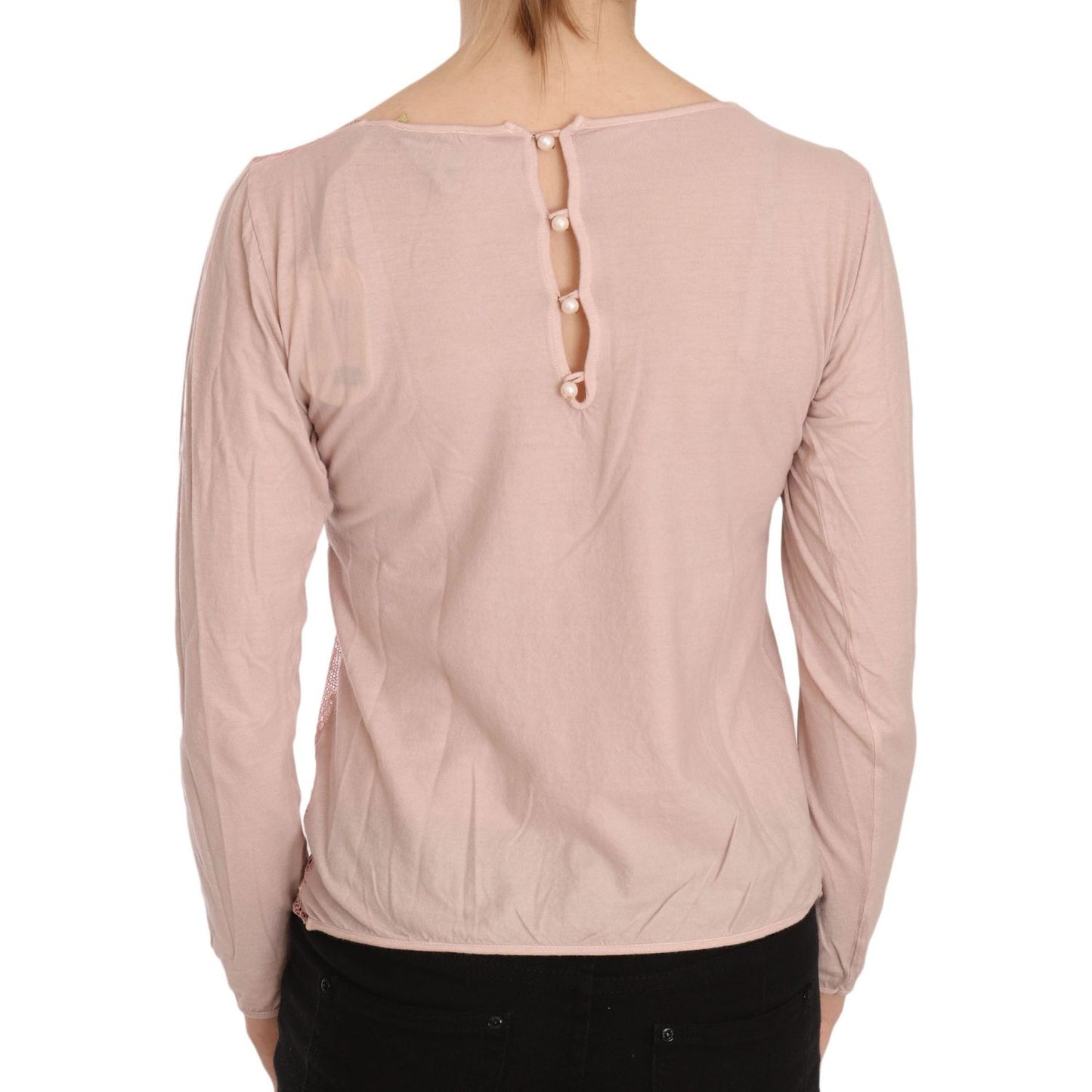 Chic Pink See-Through Cotton Blouse