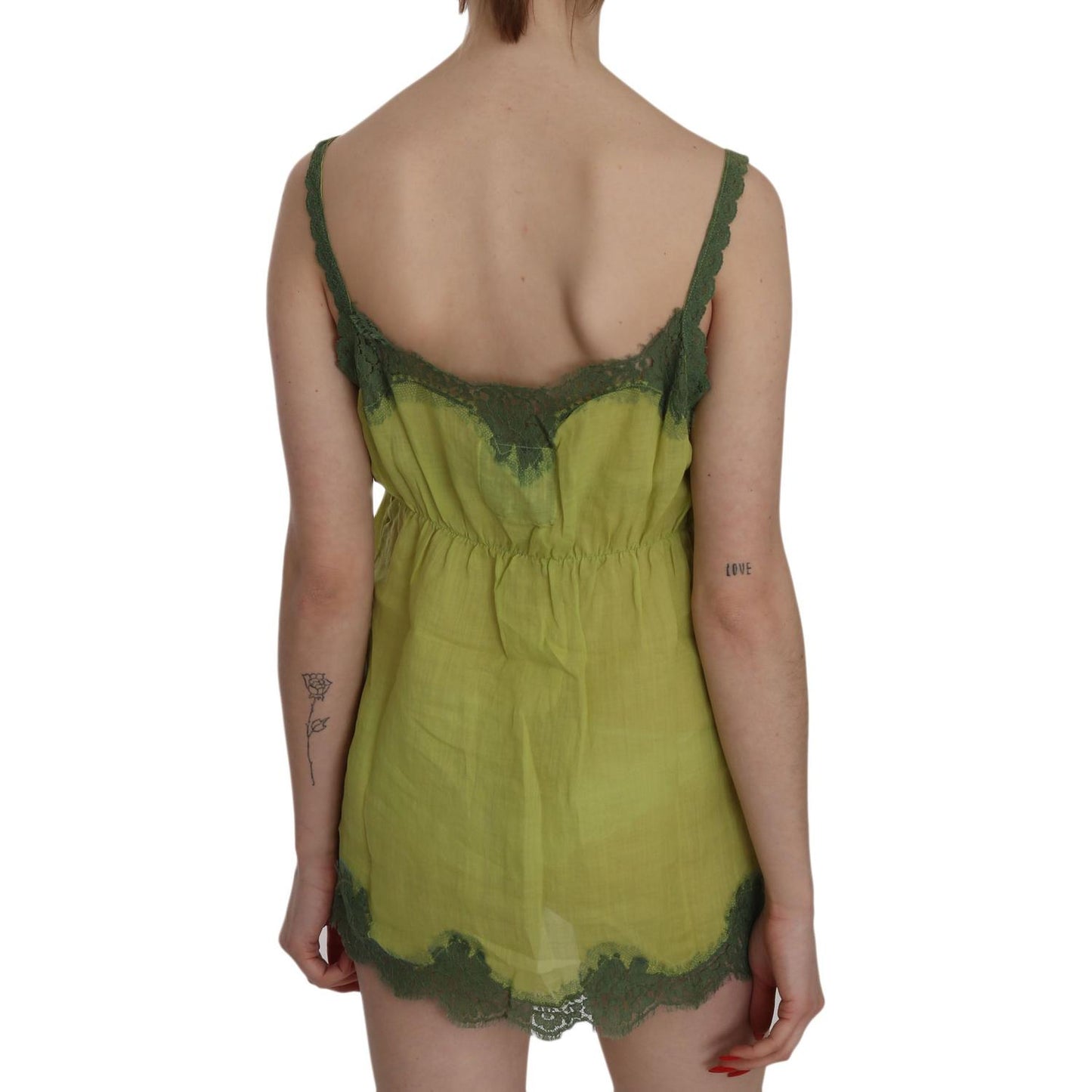 PINK MEMORIES Green Lace Spaghetti Strap Tank Top Blouse PINK MEMORIES