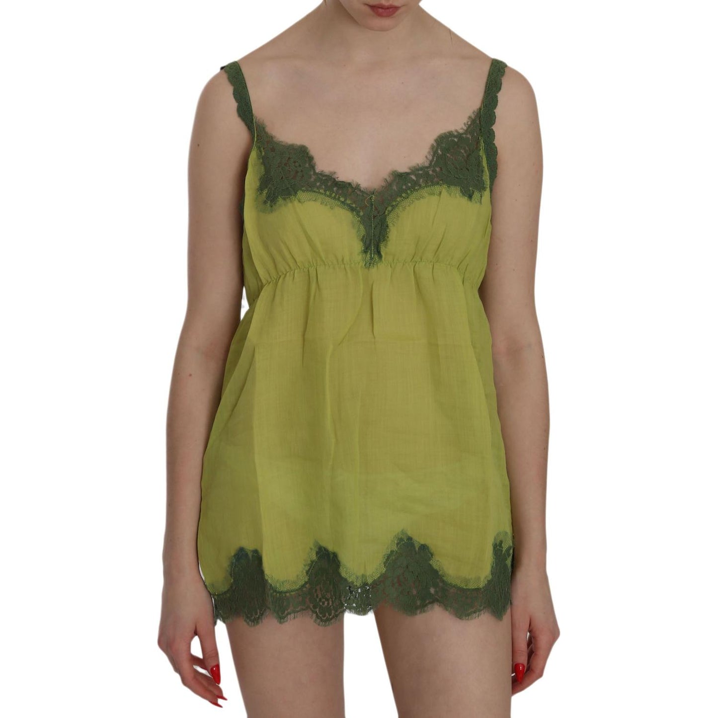 PINK MEMORIES Green Lace Spaghetti Strap Tank Top Blouse PINK MEMORIES