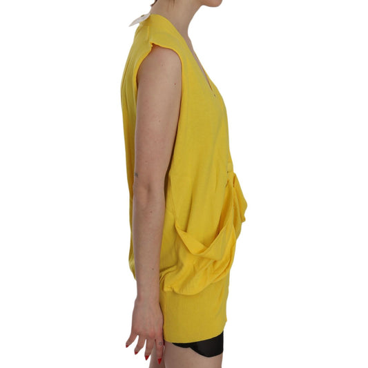 Elegant Yellow Sleeveless Cotton Vest