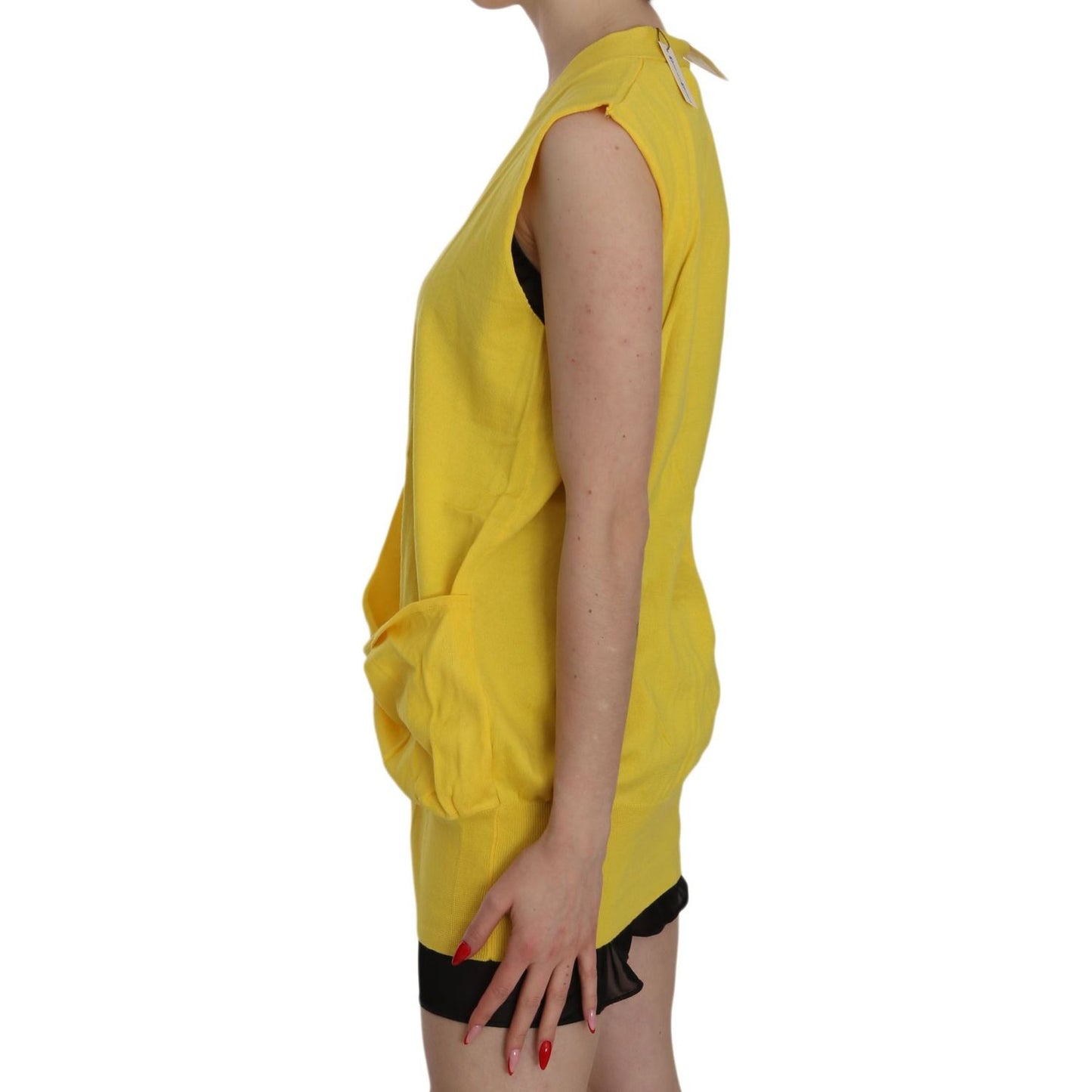 Elegant Yellow Sleeveless Cotton Vest