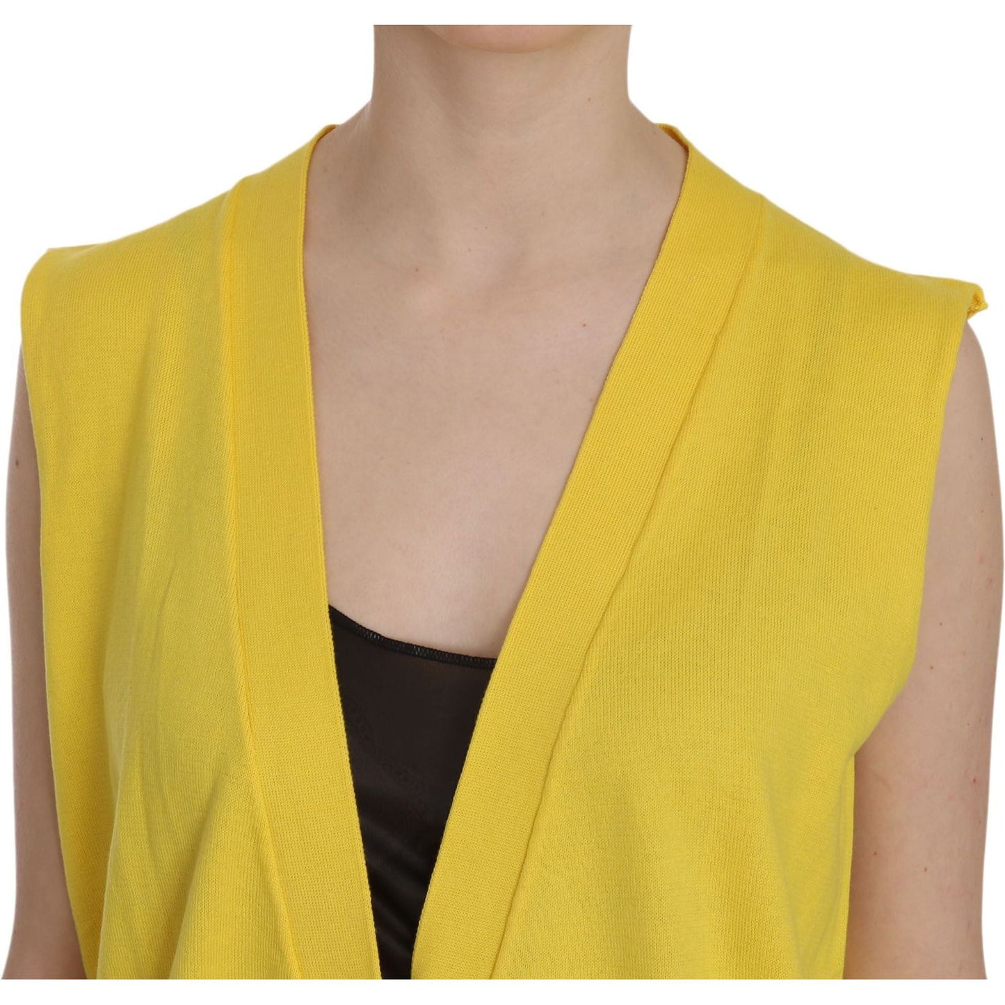 Elegant Yellow Sleeveless Cotton Vest