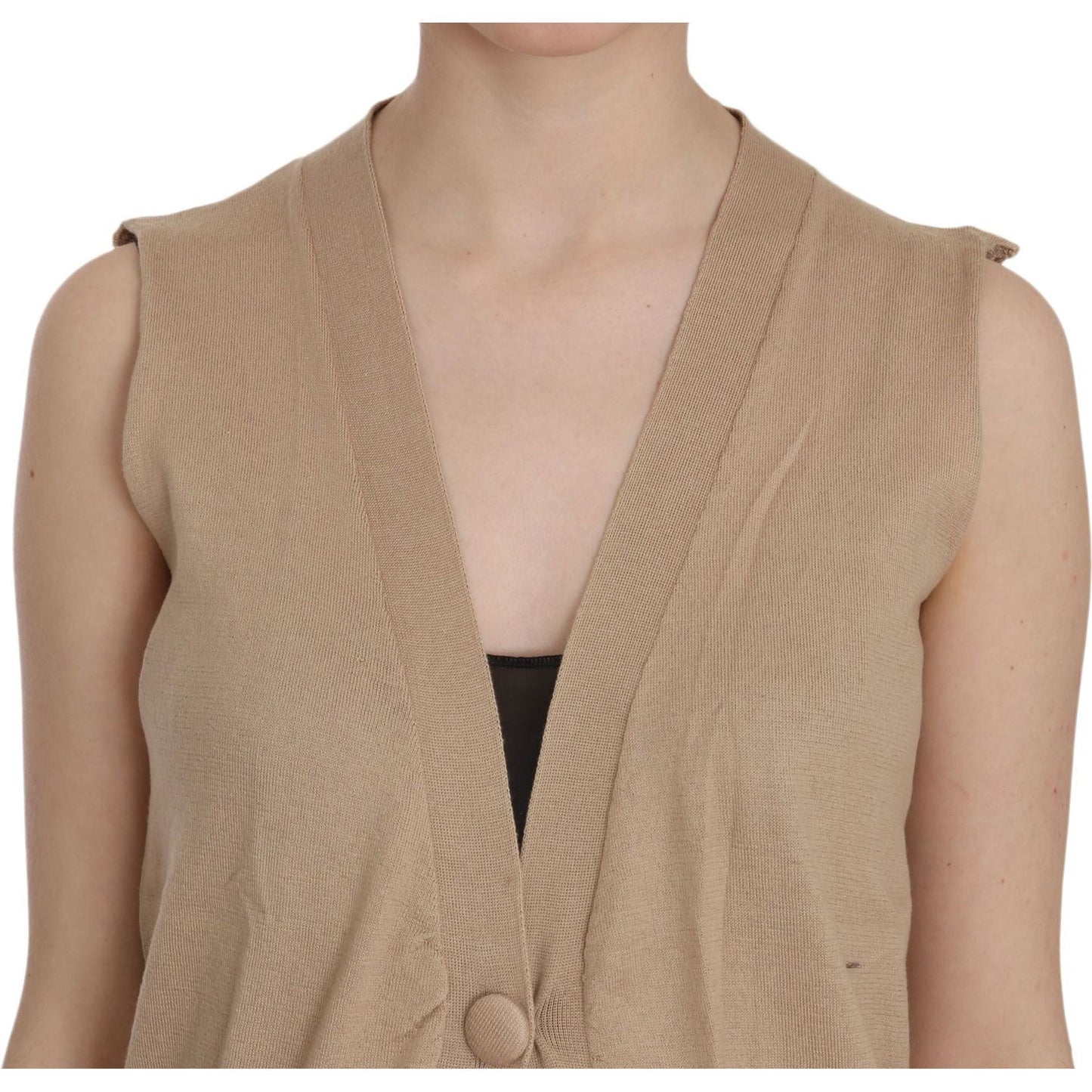 Elegant Sleeveless Cotton Cardigan Top