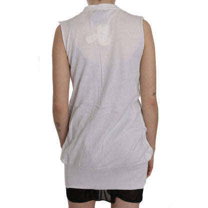 PINK MEMORIES White 100% Cotton Sleeveless Cardigan Top Vest