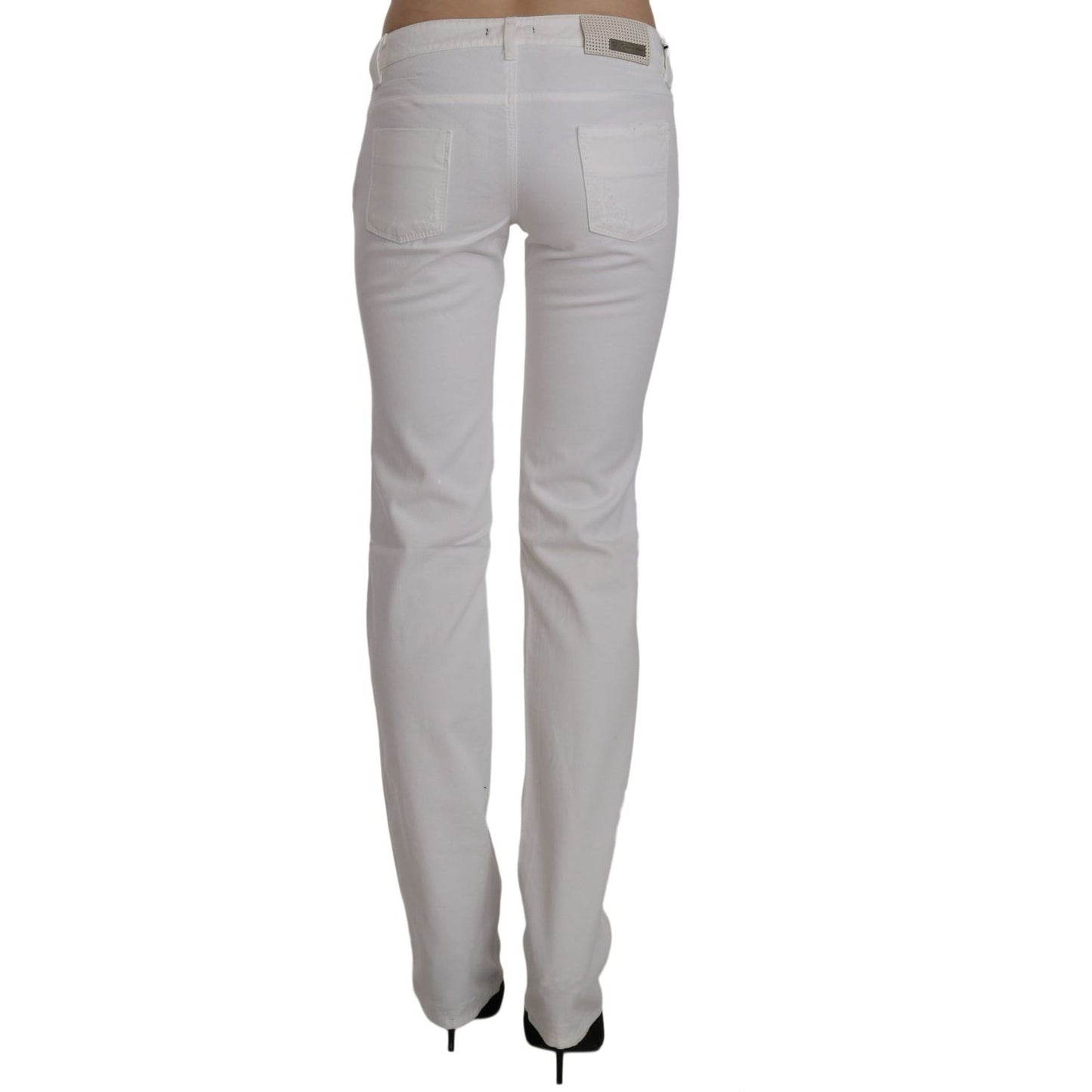 Chic White Slim Fit Cotton Jeans