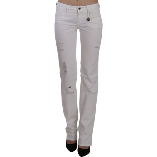Costume National White Cotton Slim Fit Straight Jeans Pants Costume National