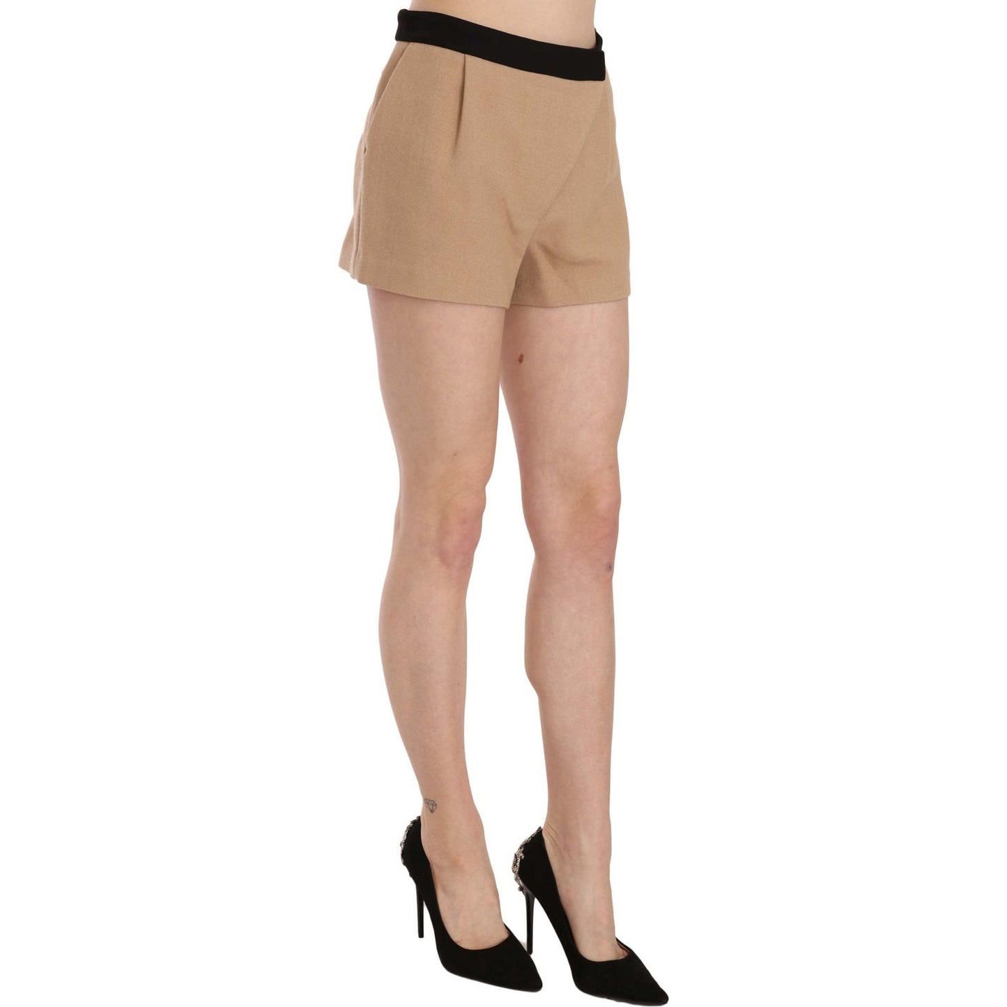 Chic Beige Mid Waist Mini Shorts