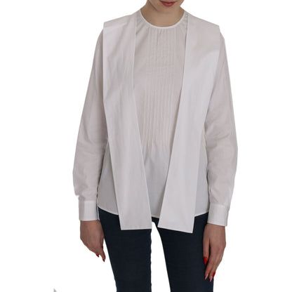 Dsquared² White Crew Neck Long Sleeve Cotton Blouse