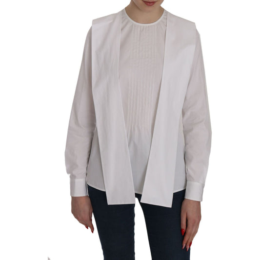 Elegant White Cotton Crew Neck Top