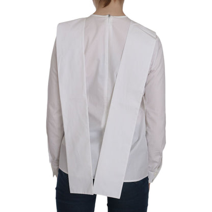 Dsquared² White Crew Neck Long Sleeve Cotton Blouse