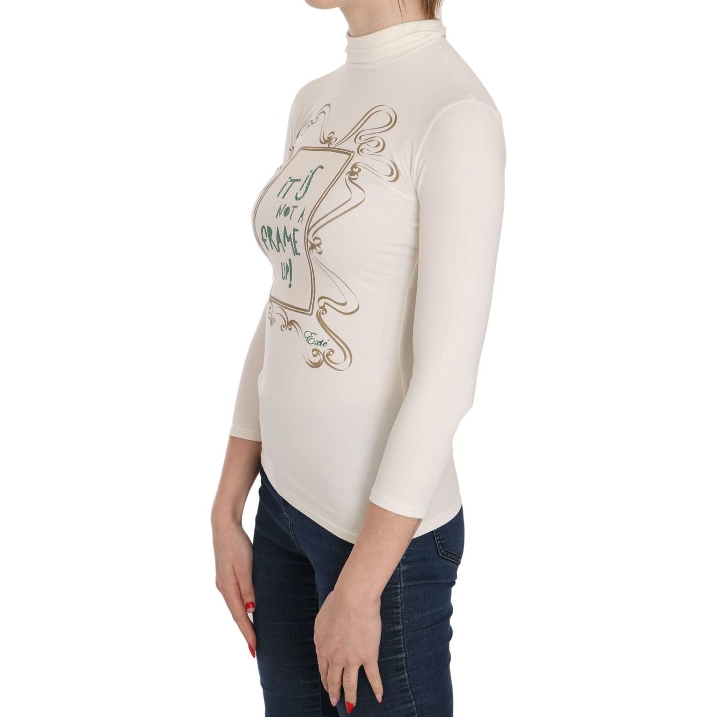 Elegant White Long Sleeve Crew Neck Top