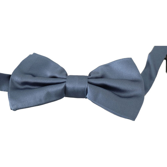 Elegant Blue Silk Bow Tie