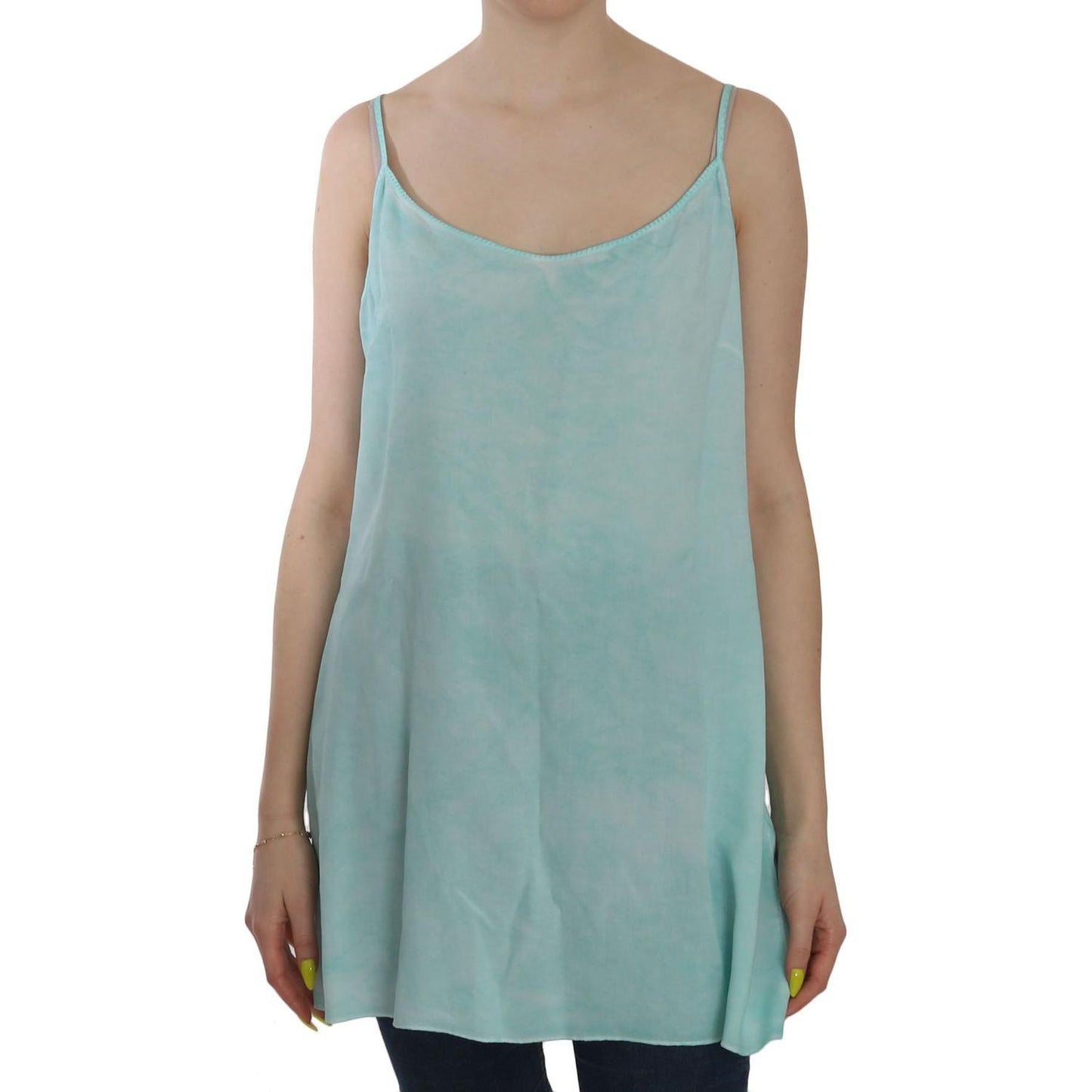 Elegant Spaghetti Strap Sleeveless Blue Top