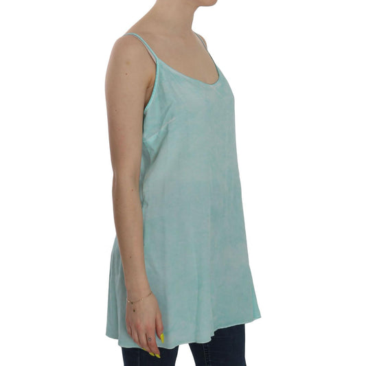 Elegant Spaghetti Strap Sleeveless Blue Top