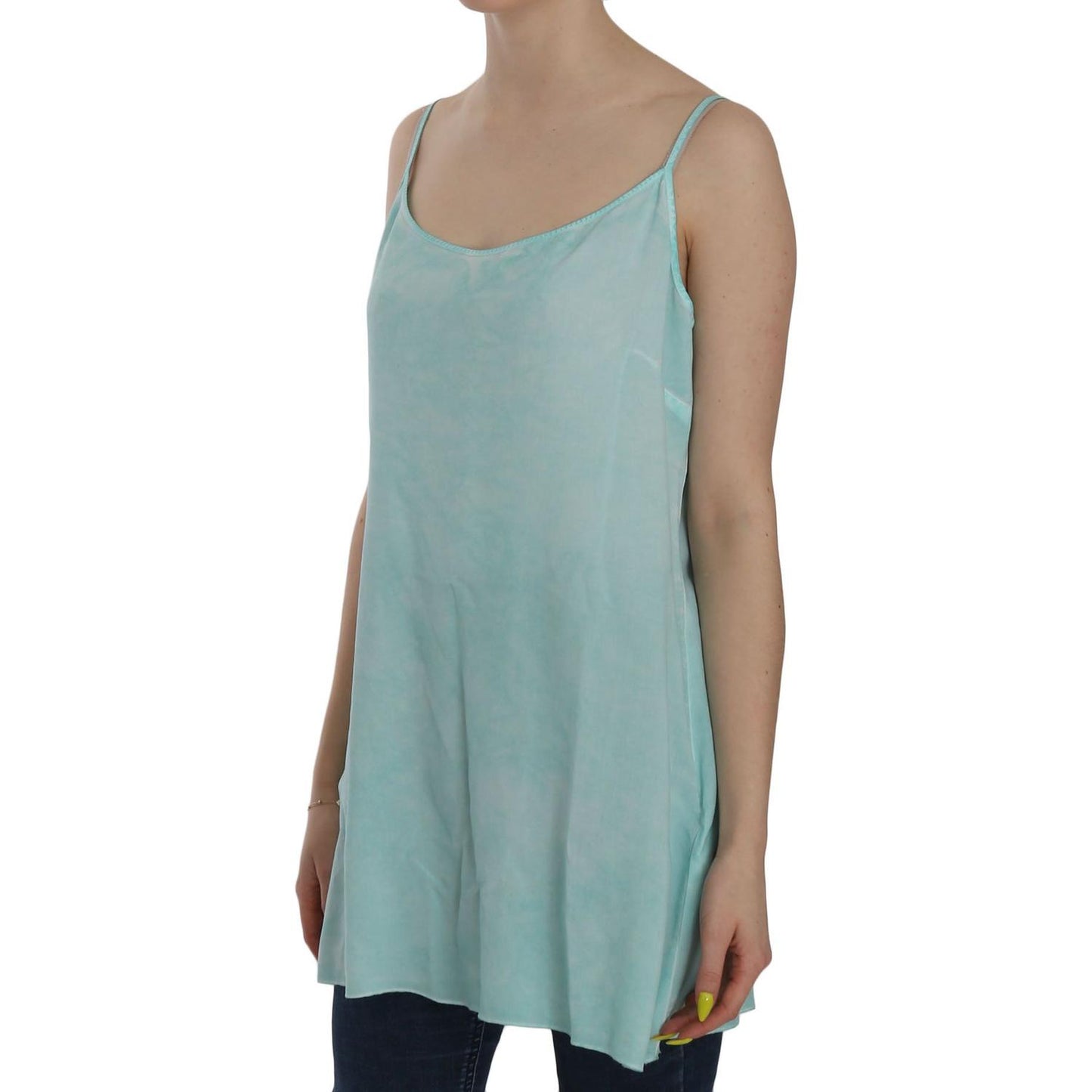 Elegant Spaghetti Strap Sleeveless Blue Top