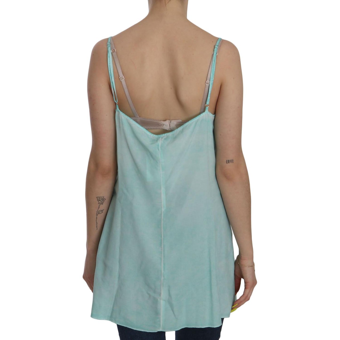 Ermanno Scervino Blue Sleeveless Spaghetti Dress Blouse