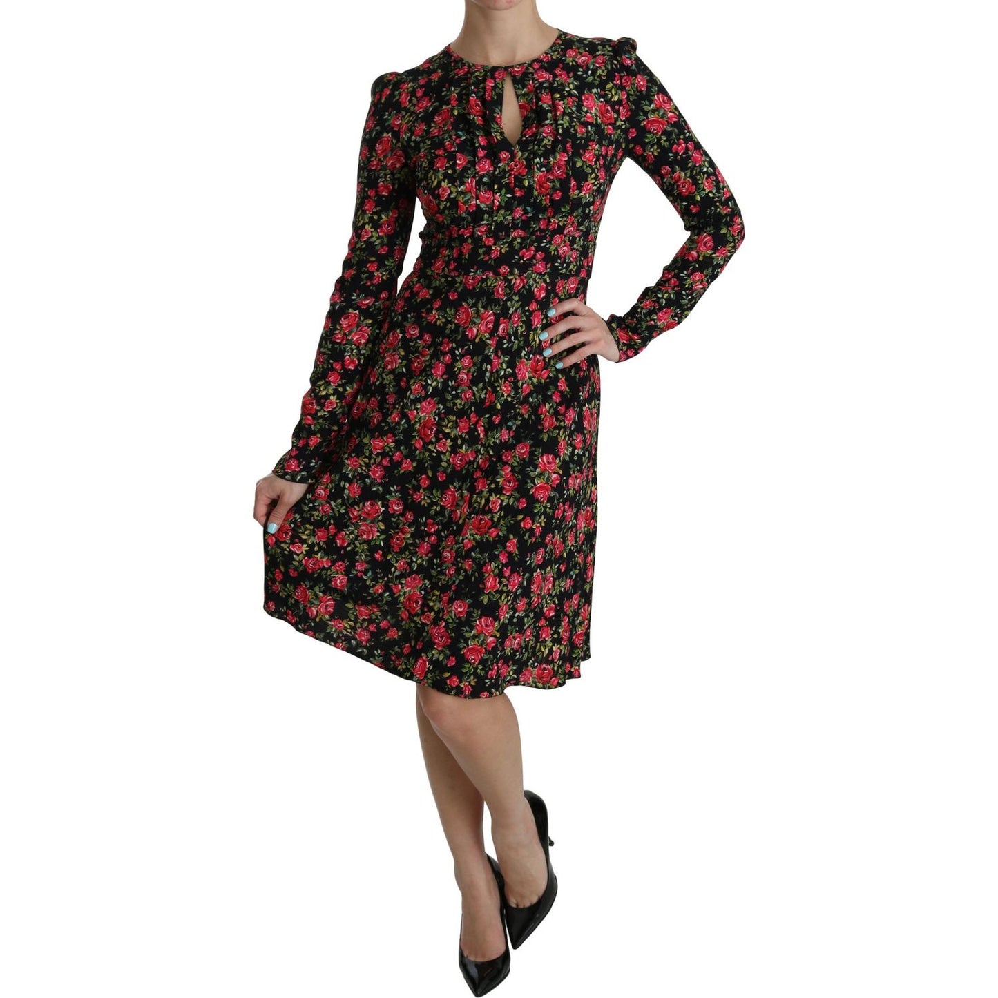 Floral A-Line Viscose Knee Length Dress