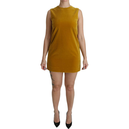 Mustard Velvet Shift Mini Dress