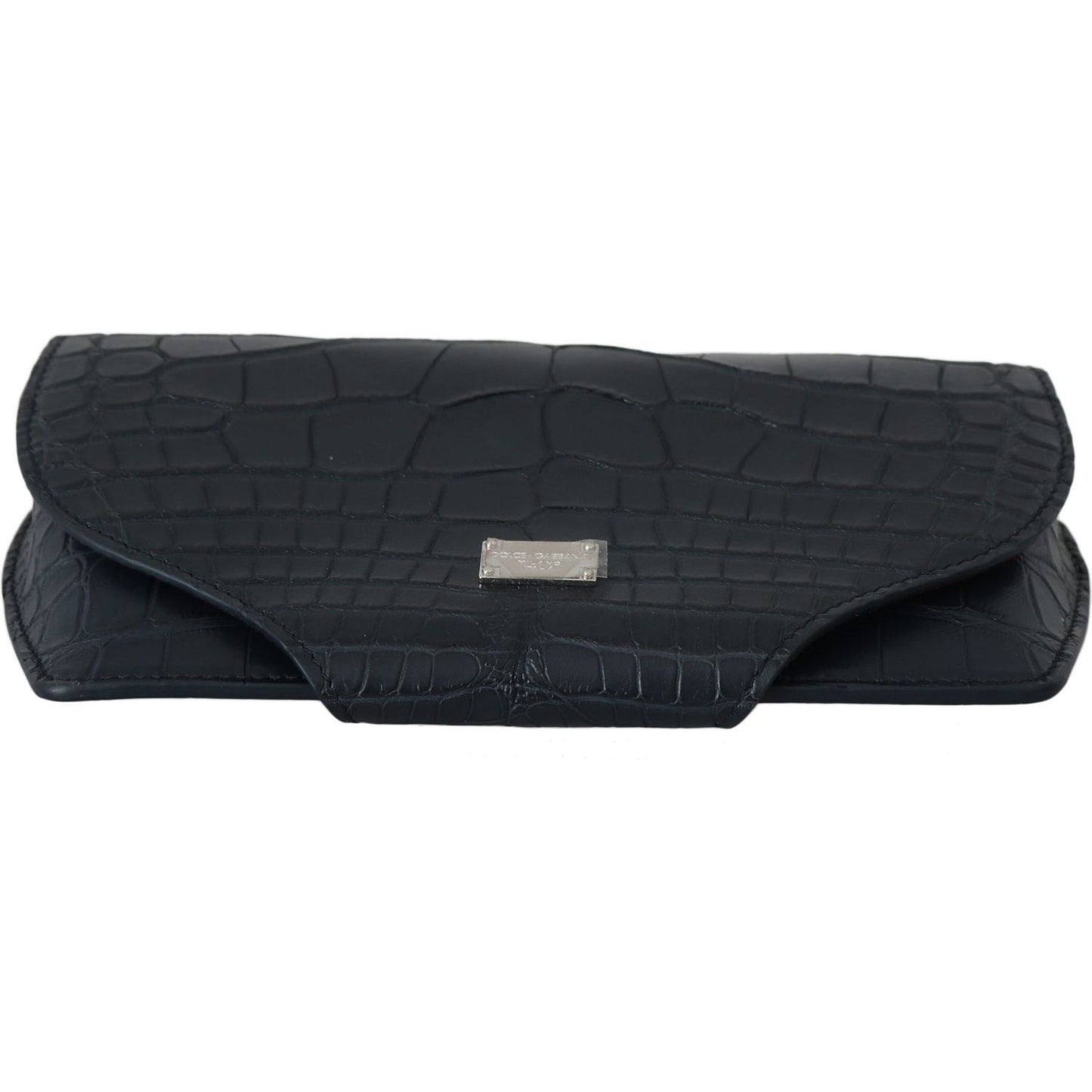 Elegant Blue Crocodile Leather Eyewear Pouch