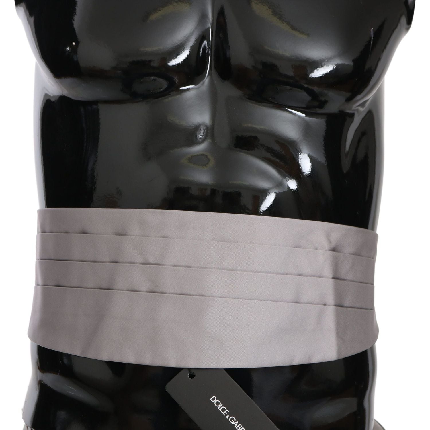 حزام حرير أنيق من دولتشي آند غابانا باللون الرمادي الأنيق