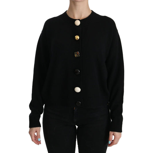 Elegant Black Cashmere Cardigan Top