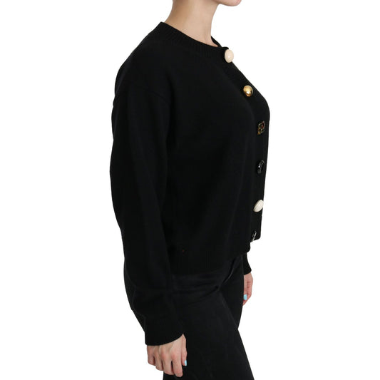 Elegant Black Cashmere Cardigan Top