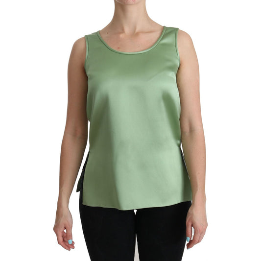 Dolce & Gabbana Green Sleeveless 100% Silk Top Tank Blouse Dolce & Gabbana