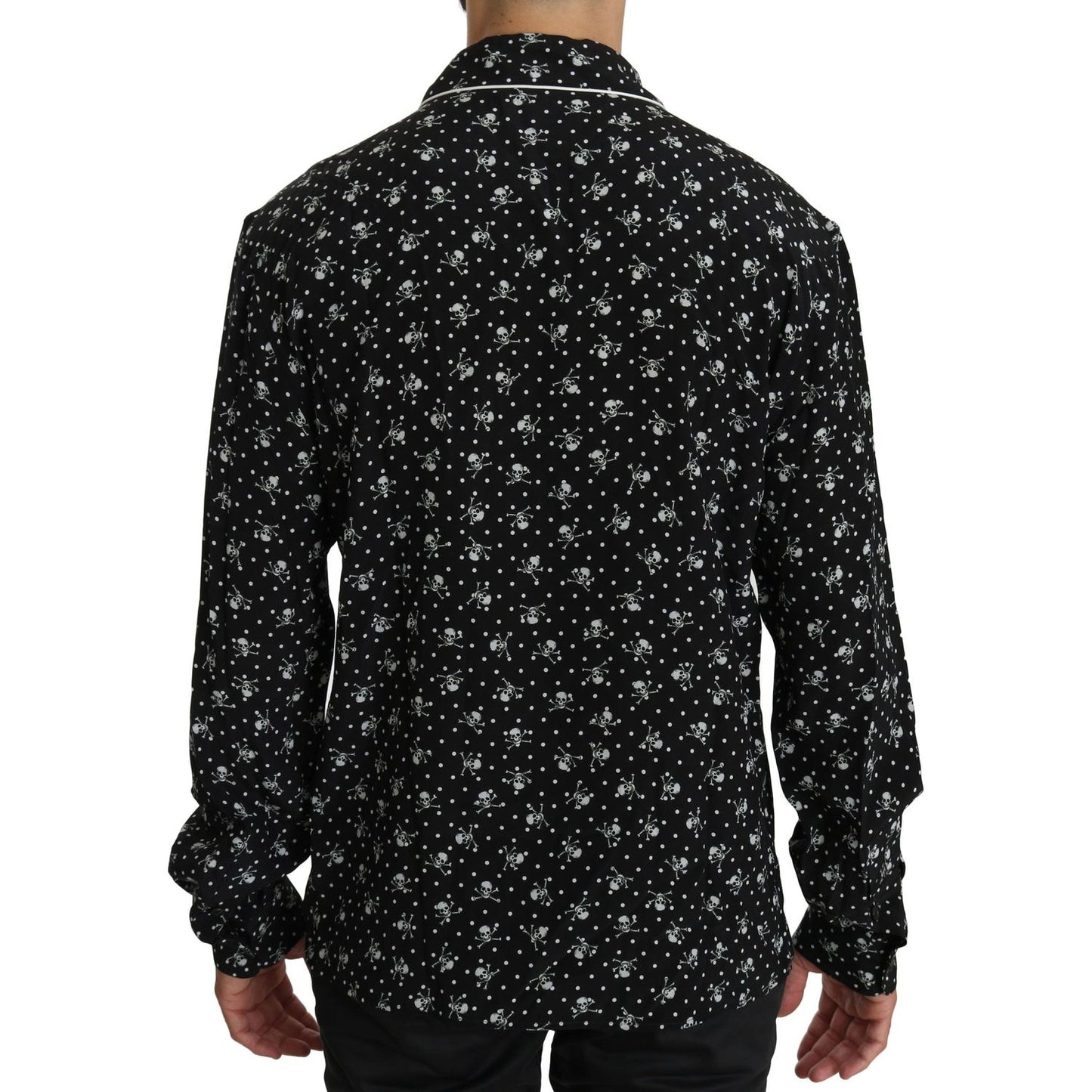 Elegant Silk Pajama Shirt with Skull Print