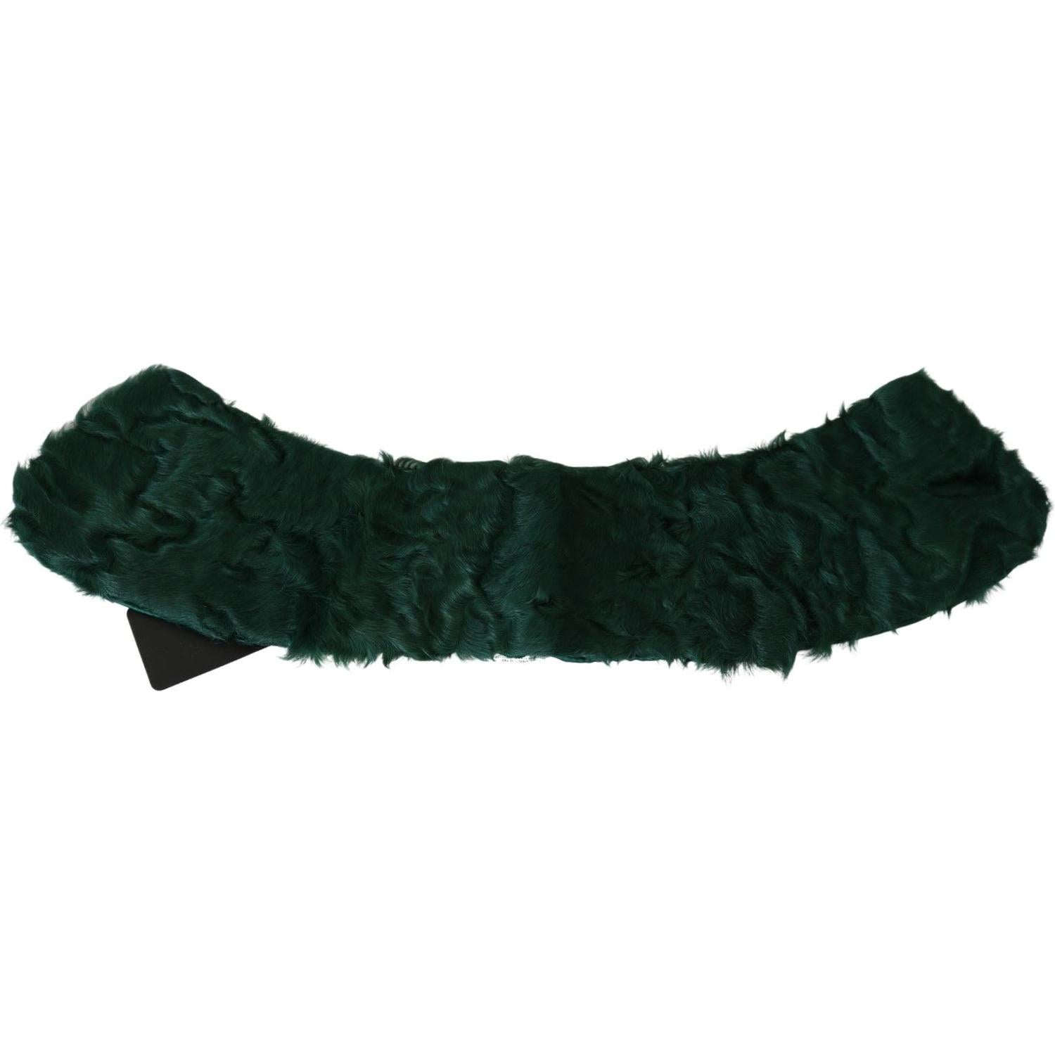 Dolce & Gabbana Green Fur Shoulder Collar Wrap Lambskin Scarf