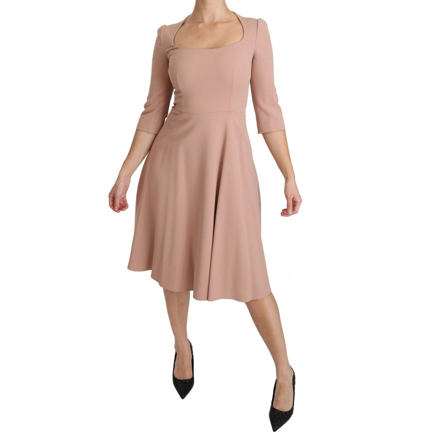 Elegant Light Pink A-Line Knee Length Dress