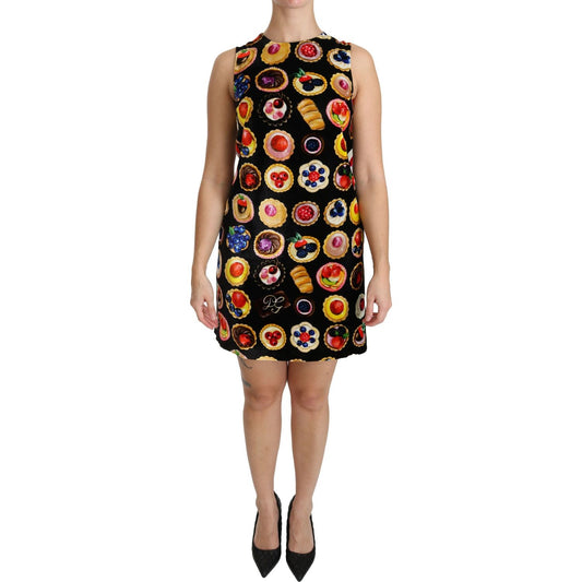 Chic Black Desserts Print Shift Mini Dress