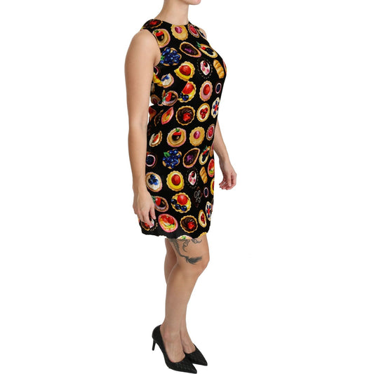 Chic Black Desserts Print Shift Mini Dress