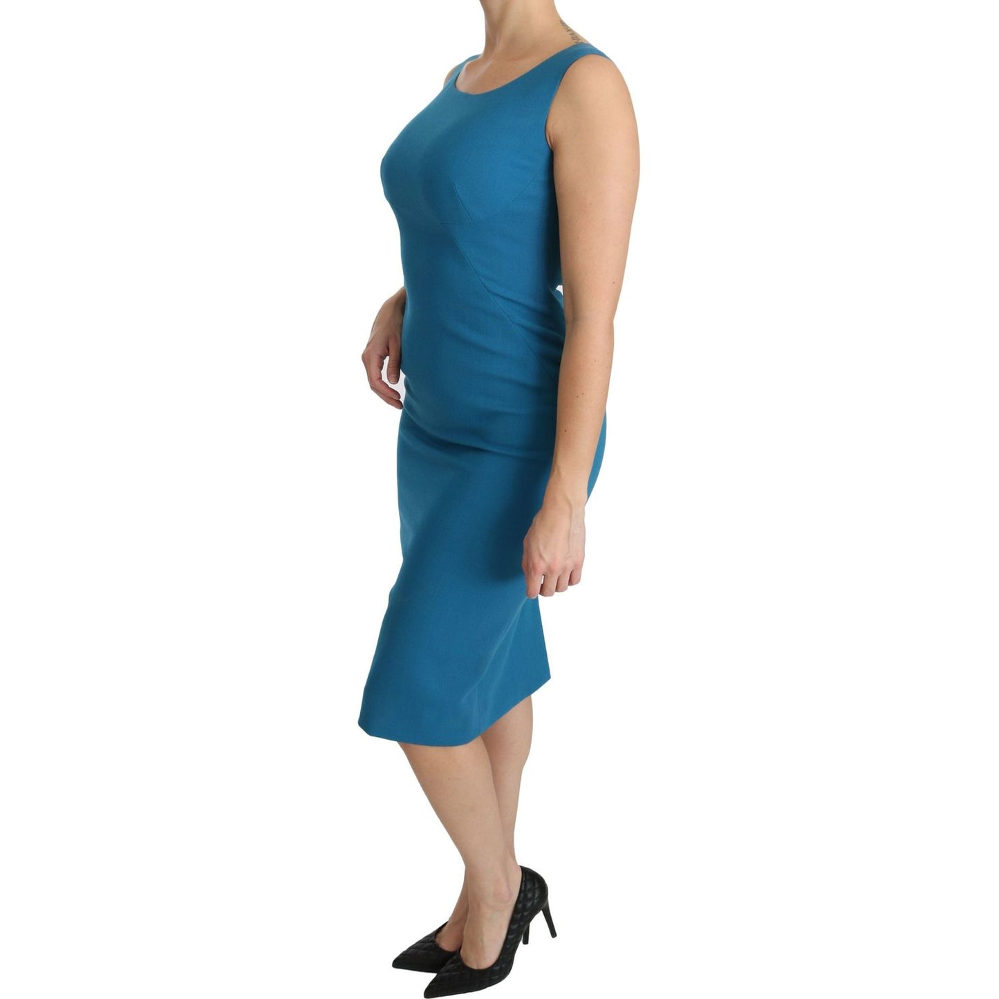 Elegant Sheath Knee-Length Wool Dress