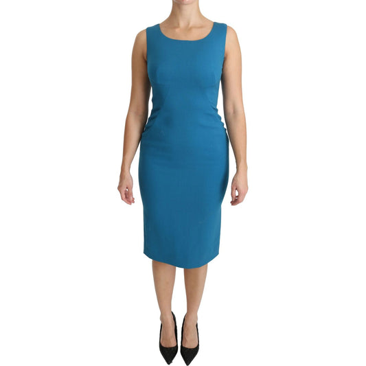 Elegant Sheath Knee-Length Wool Dress