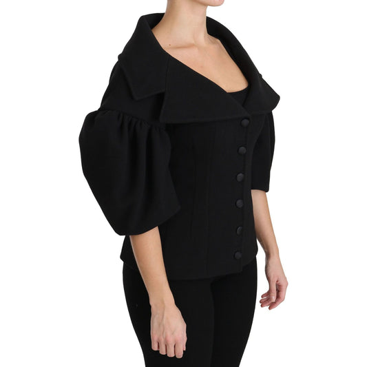 Elegant Black Virgin Wool Coat