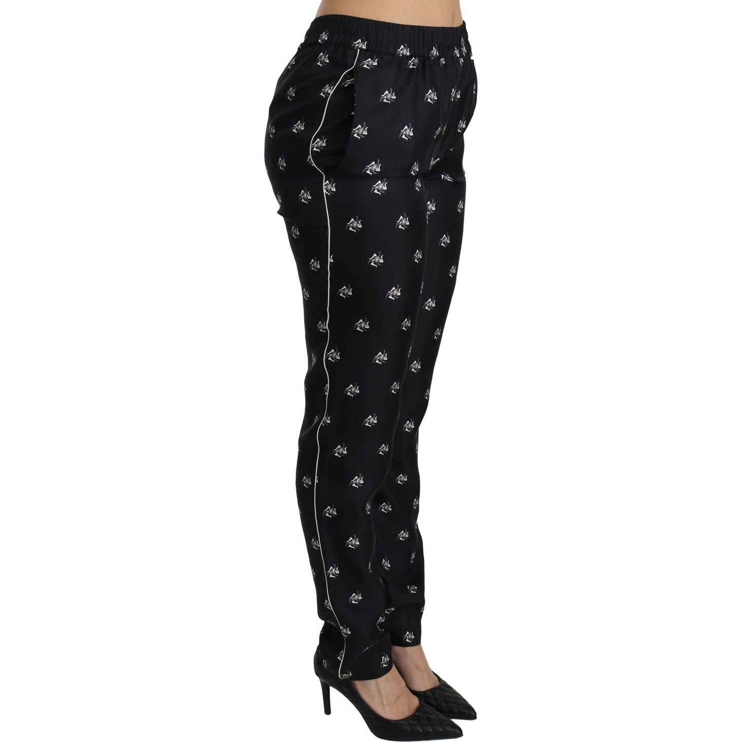 Elegant Mid Waist Skinny Silk Pants