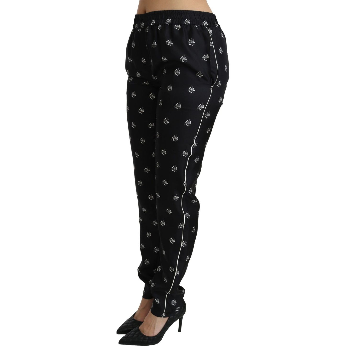 Elegant Mid Waist Skinny Silk Pants