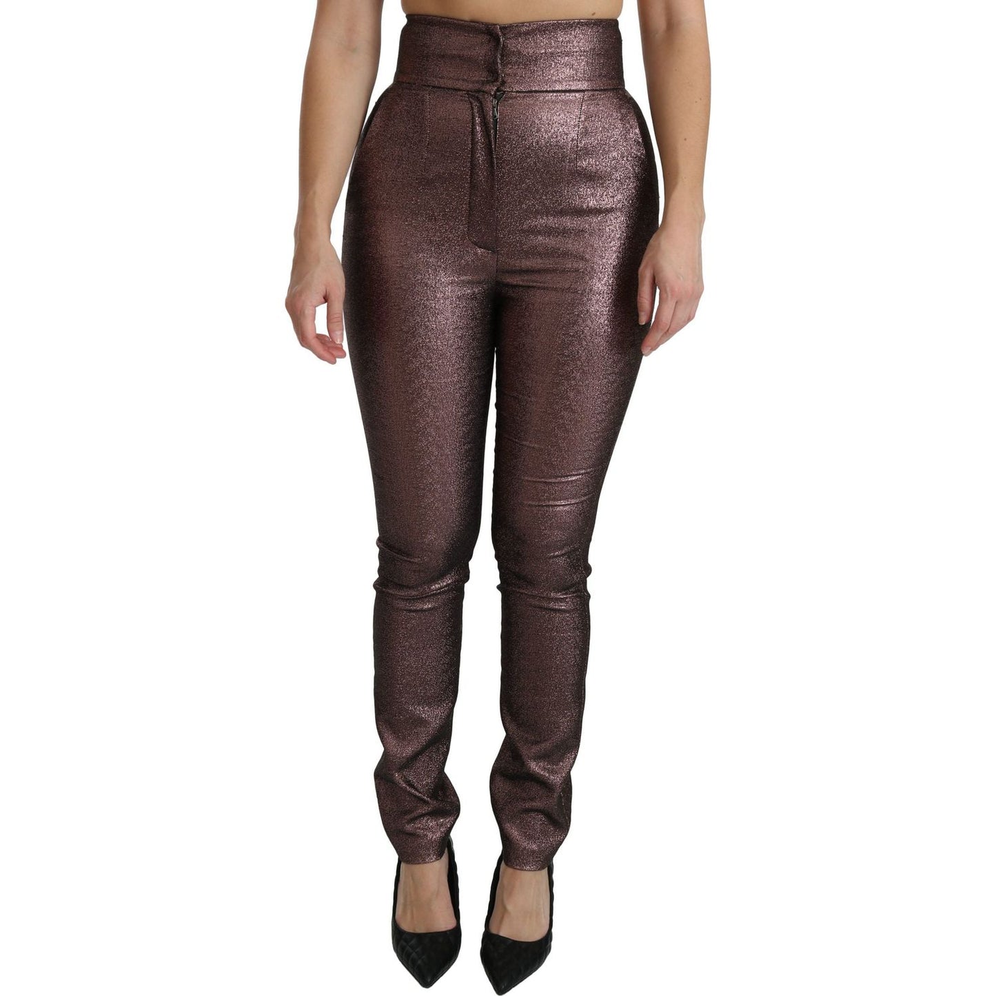 High Waist Slim Fit Metallic Pants