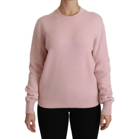 Cashmere-Blend Pink Crew Neck Sweater